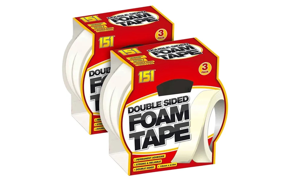 151 Adhesives Double Sided Foam Tape 3 Pack - Twin Pack 6 Rolls