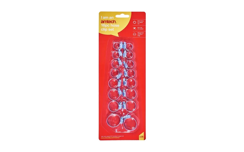 Amtech 16pc 13-32mm Metal Hose Clip Set