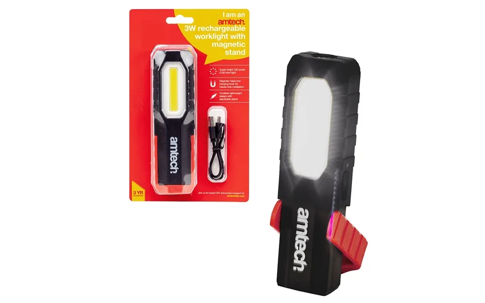Amtech 3w Rechargeable Work Light With Magnetic Stand