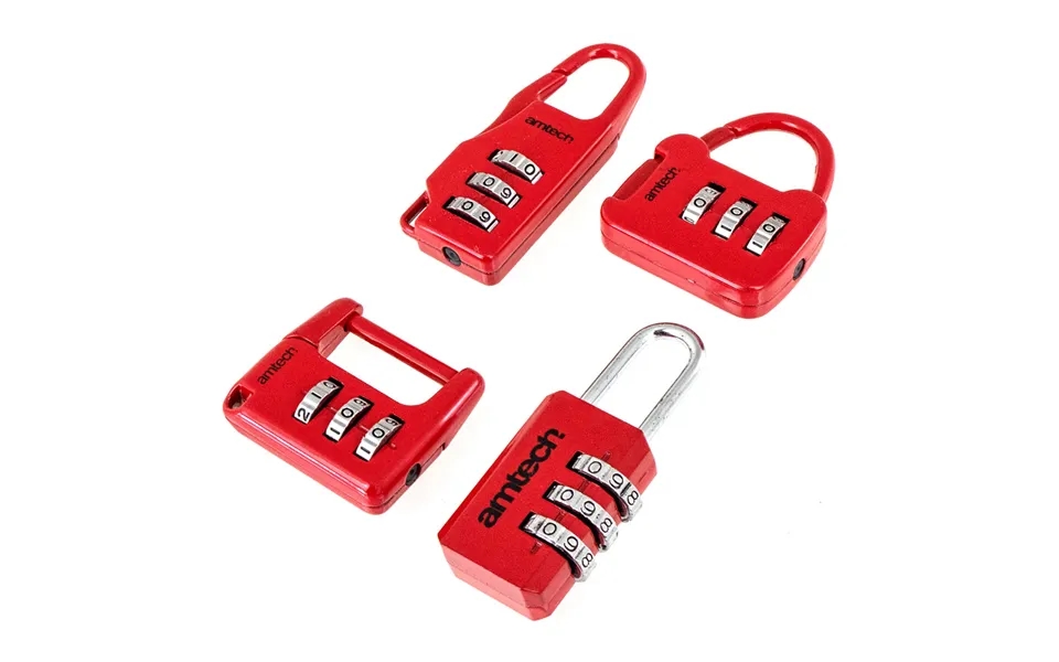 Amtech 4pc Combination Padlock Set - Red