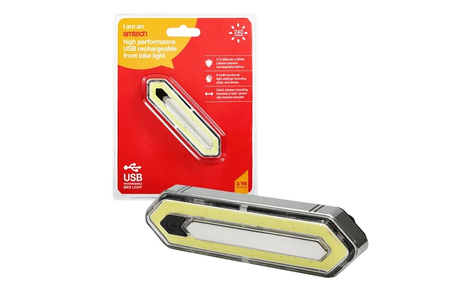 Amtech High Performance Usb Rechargeable Front Led Bike Light