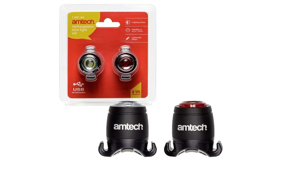 Amtech Usb Rechargeable Bike Light Set
