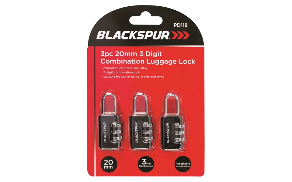 Blackspur Padlock With Combination Dial - 3 Pack