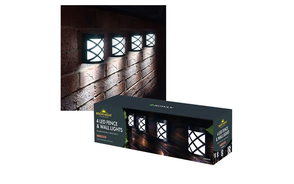 Bright Night Solar Led Fence & Wall Lights 4pk