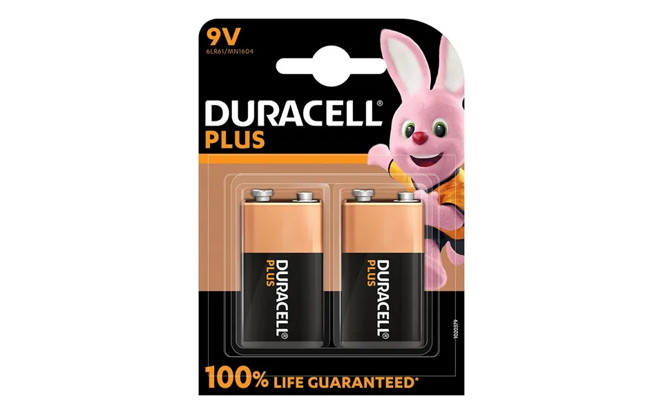 Duracell Plus 9v 6lr61 Mn1604 Pp3 Alkaline Batteries - Pack Of 2
