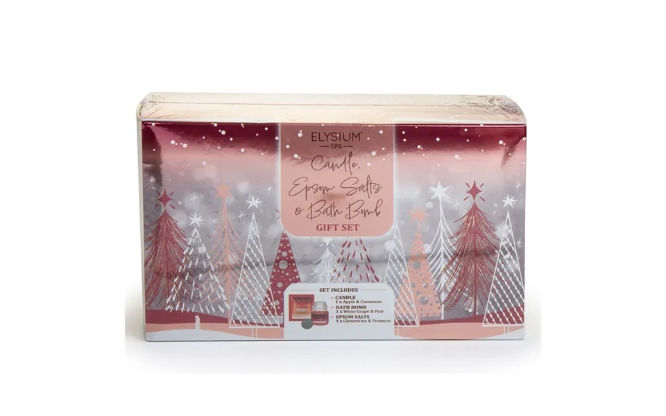 Elysium Bath Salts, Candle & Bath Bomb Set - Apple & Cinnamon