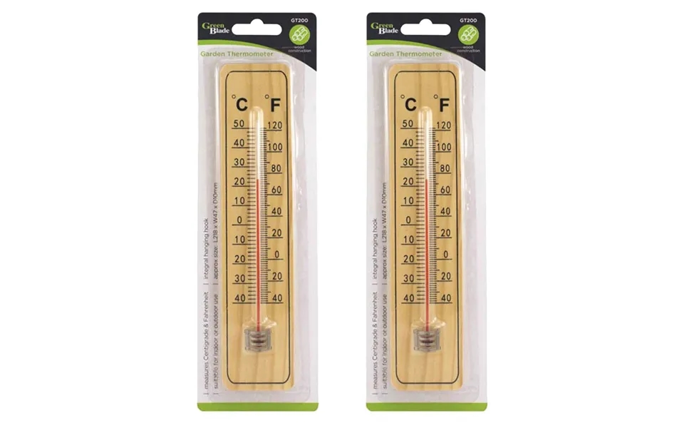 Green Blade Wooden Garden Thermometer - Twin Pack