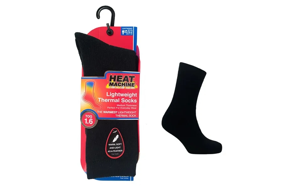 Heat Machine 1.6 Tog Mens Thermal Socks Brushed Inside 1 Pair Pack Uk 6-11 - Black