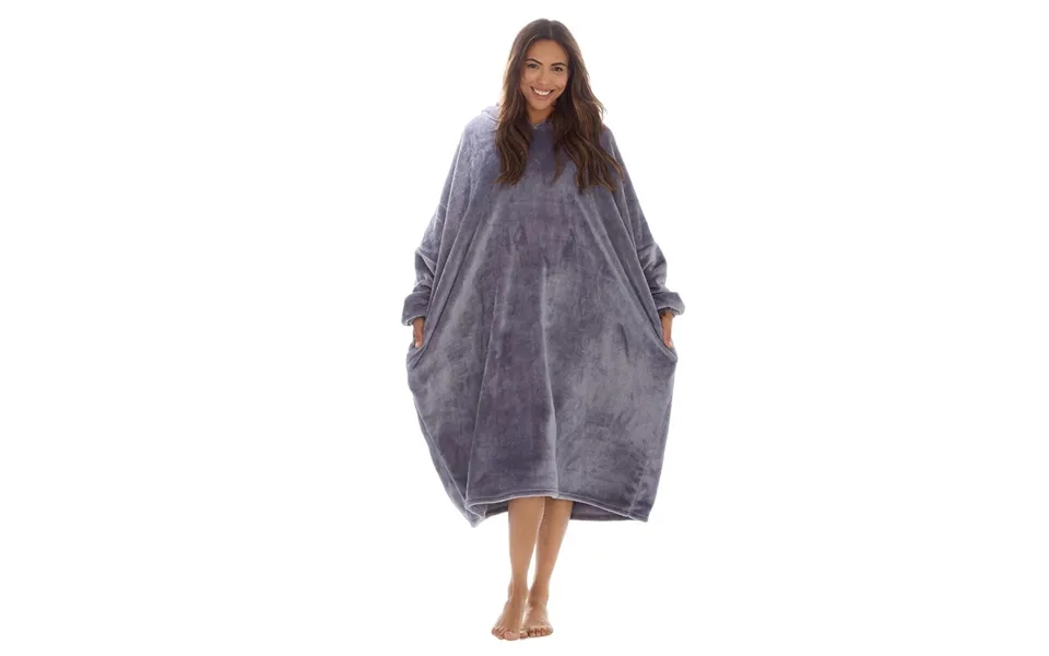 Huggable Hoodie Adults Supersoft Shimmer Lounge Longline Poncho - One Size
