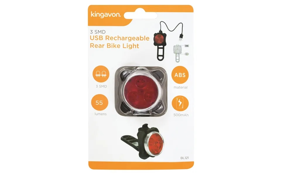 Kingavon 3 Smd Usb Rechargeable Rear Bike Light