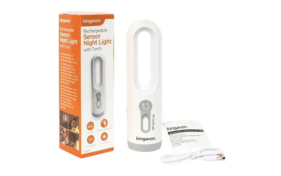 Kingavon Rechargeable Led Sensor Night Light With Torch