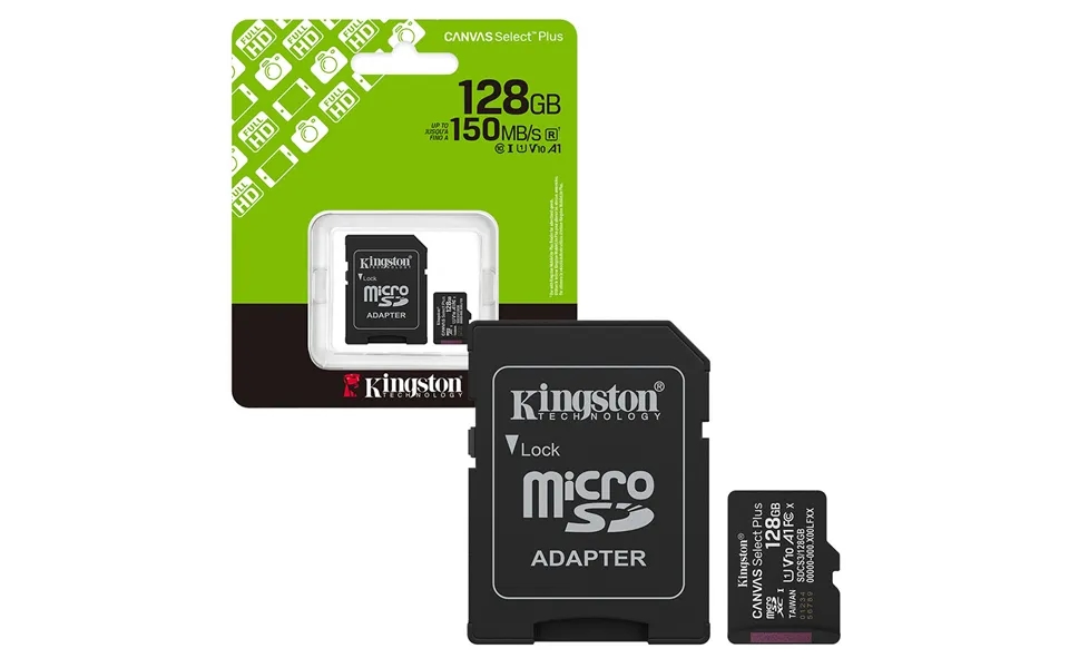 Kingston Canvas Select Plus Gen3 Microsdxc Card With Sd Adapter Uhs-i Class 10 U1 V10 A1 App Performance 150mb S - 128gb