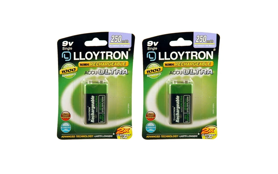 Lloytron 9v Pp3 Rechargeable Batteries Nimh Accu 250mah Capacity - 4 Pack