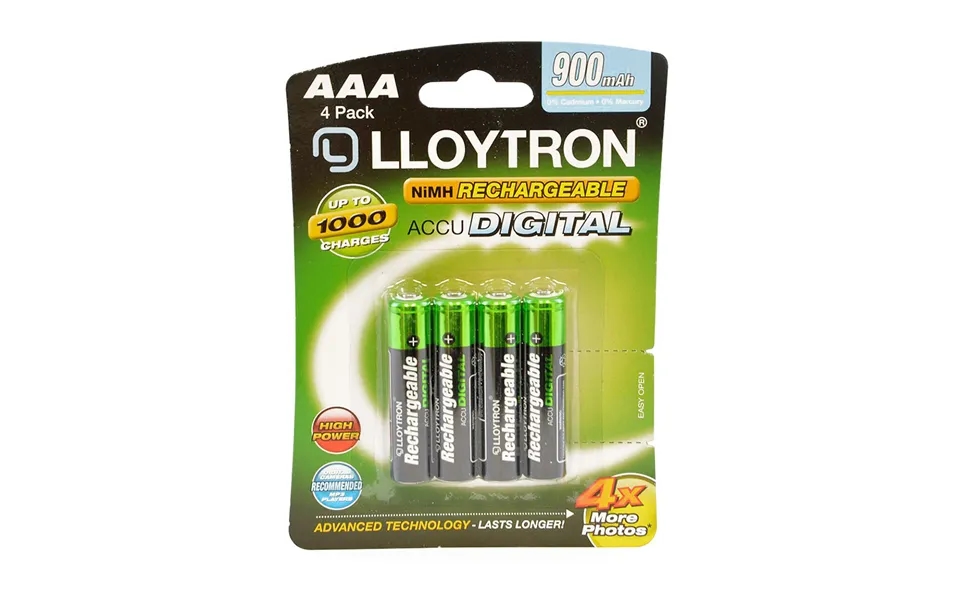 Lloytron Aaa Rechargeable Batteries Nimh Accu Digital 900mah - 4 Pack
