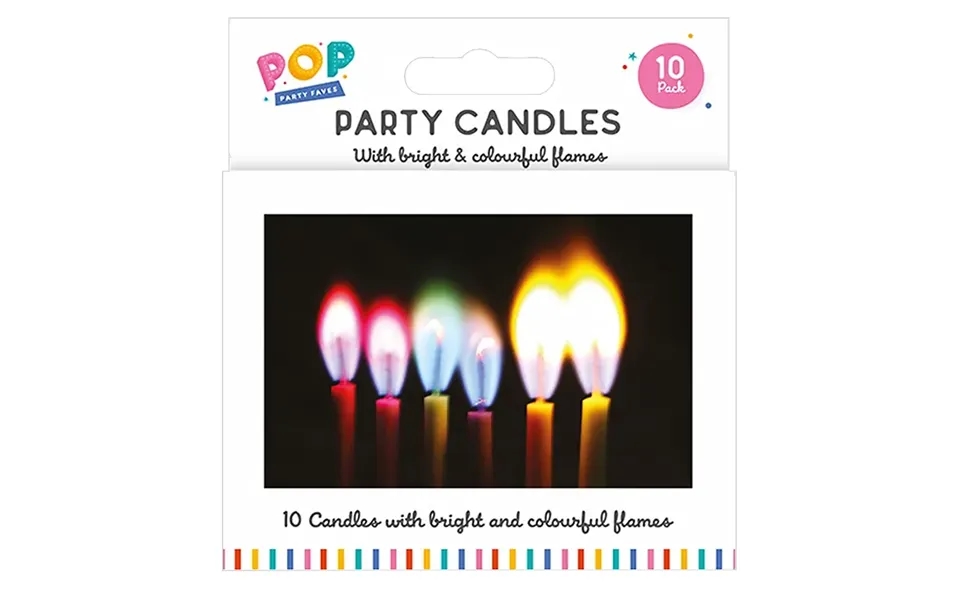 Pop Coloured Flame Party Candles 10pk