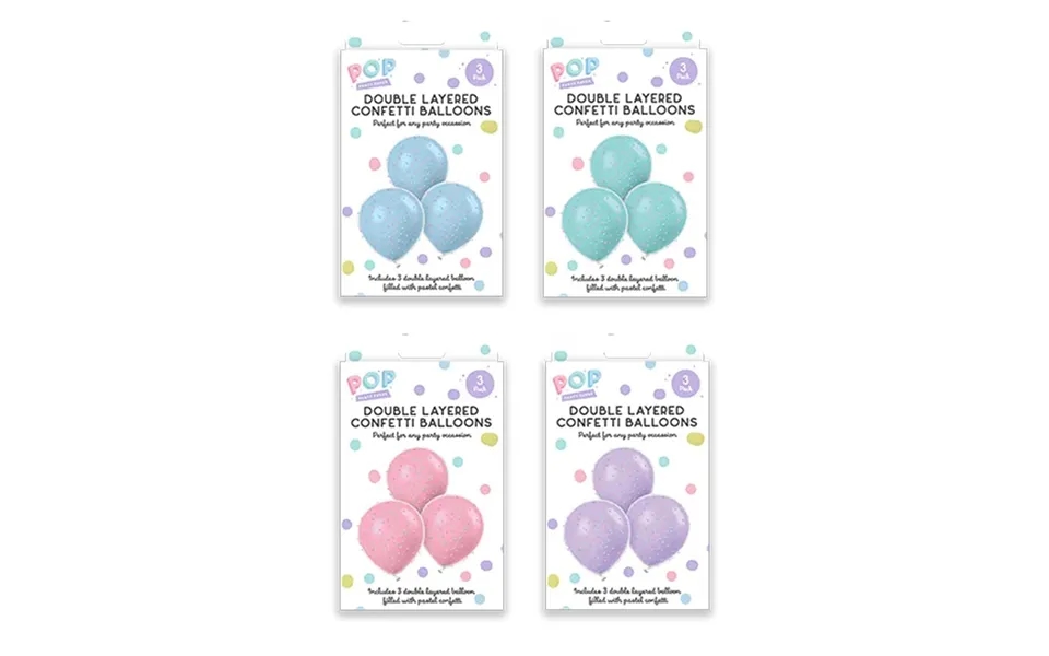 Pop Pastel Double Layered Confetti Balloons 6pk - Blue