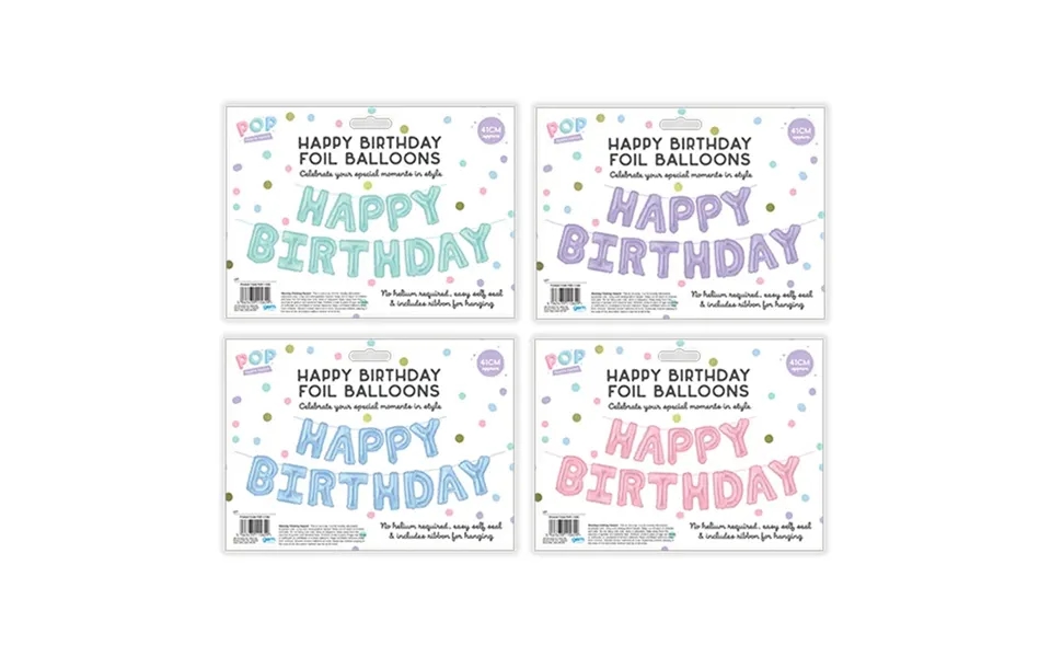 Pop Pastel Happy Birthday Foil Balloons 41cm - Blue