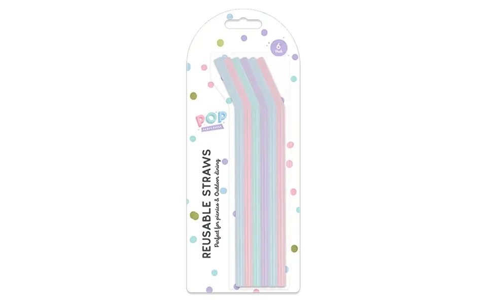 Pop Pastel Reusable Straws 6pk