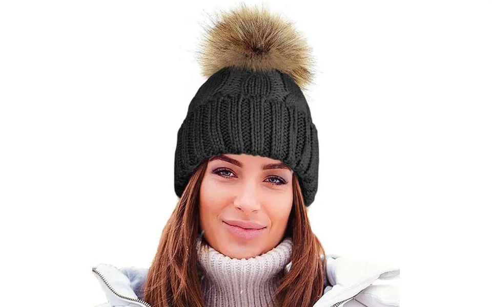 Rock Jock Adults Pom Pom Hat With Detachable Pom Pom And Fleece Lining - Black