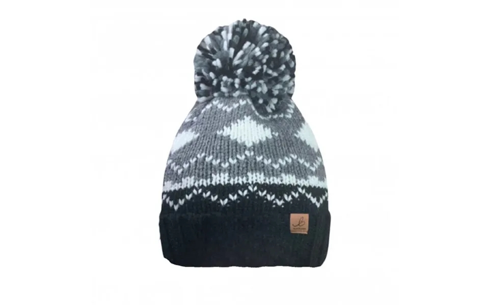 Rock Jock Adults Pom Pom Hat With Fleece Lining - Black Grey