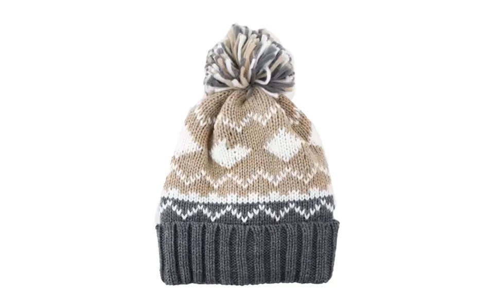 Rock Jock Adults Pom Pom Hat With Fleece Lining - Grey Mushroom
