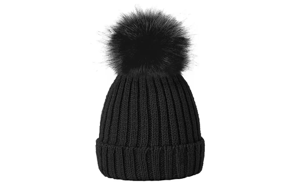 Rock Jock Childrens Pom Pom Hat With Detachable Pom Pom - Black