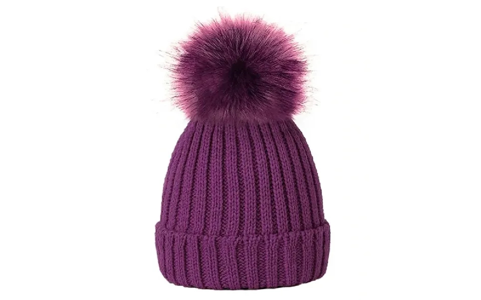 Rock Jock Childrens Pom Pom Hat With Detachable Pom Pom - Purple