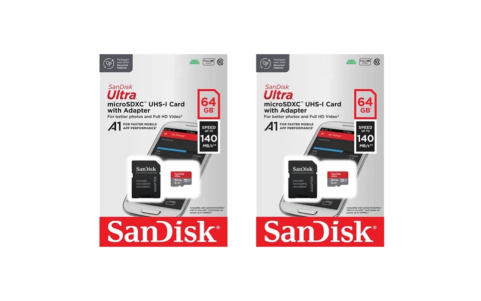 Sandisk Ultra Microsdxc Class 10 A1 Uhs-1 Memory Card With Adapter 140mbps - 64gb