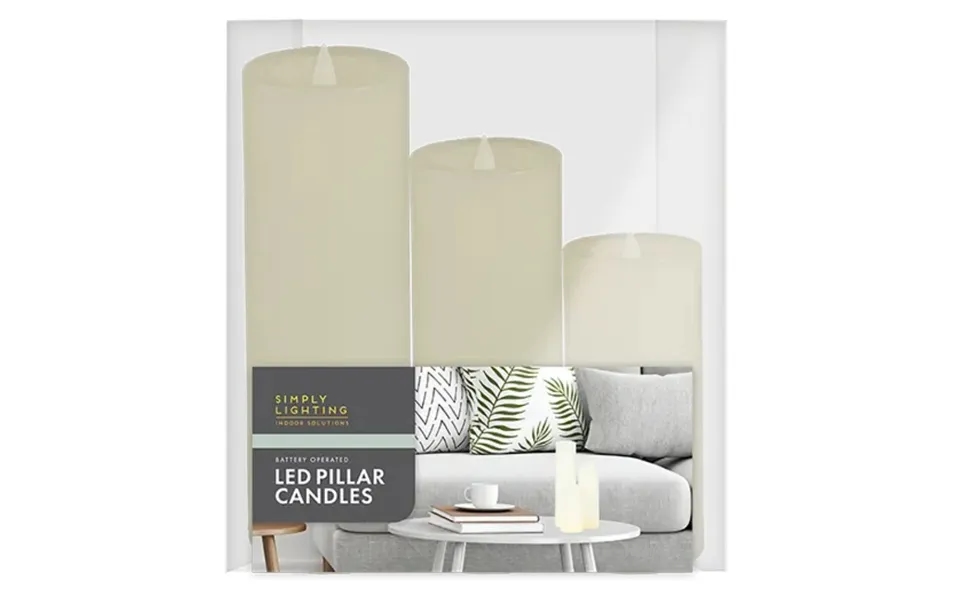 Simply Lighting Battery Operated Led Pillar Candle Lights - Set Of 3
