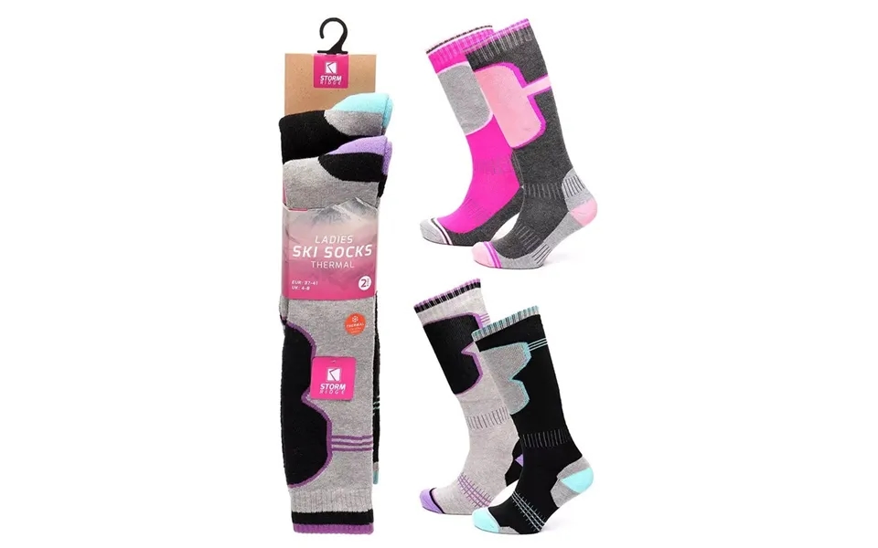 Storm Ridge Thermal Ski Socks 2 Pack - 4-8