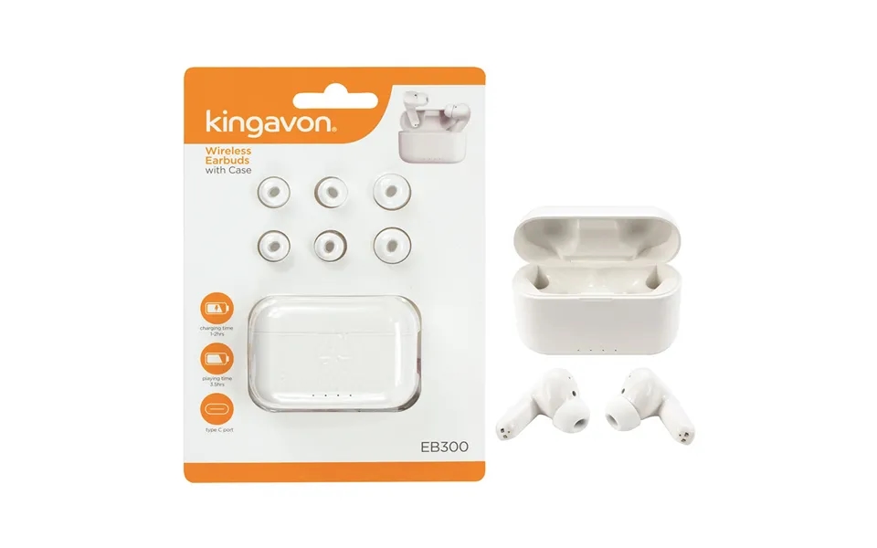 Kingavon Earbuds Bluetooth In Ear Earphones With Case - White