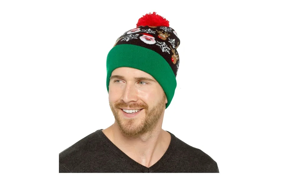 Rock Jock Adults Christmas Hat With Flashing Lights - Santa