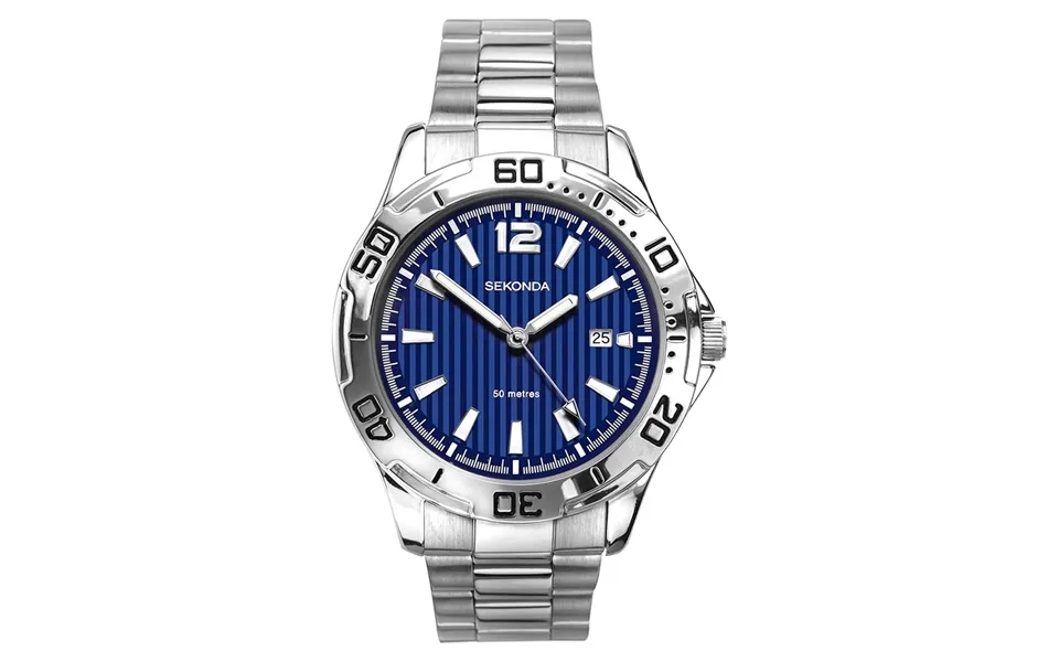 Sekonda Mens Dated Blue Face Stainless Steel Bracelet Watch - Last One