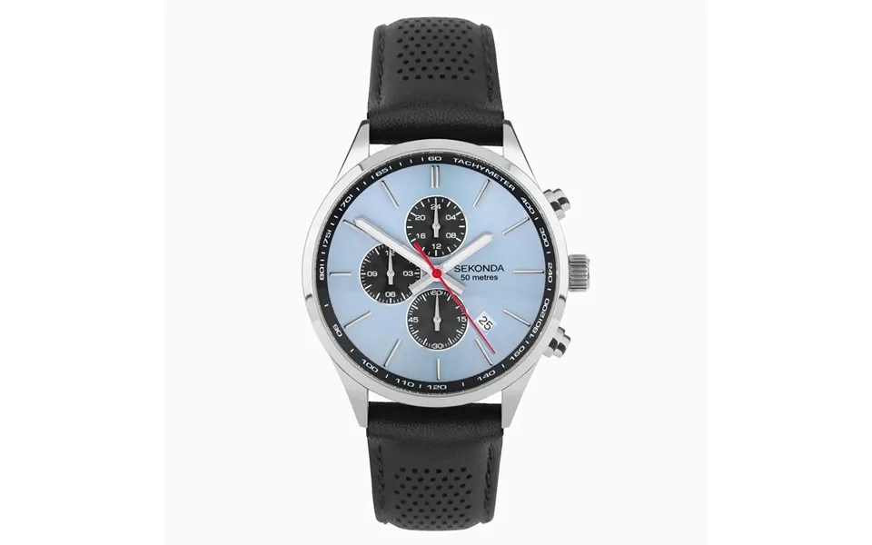 Sekonda Mens Endurance Dated Blue Dial With Silver Alloy Case & Black Leather Strap Watch