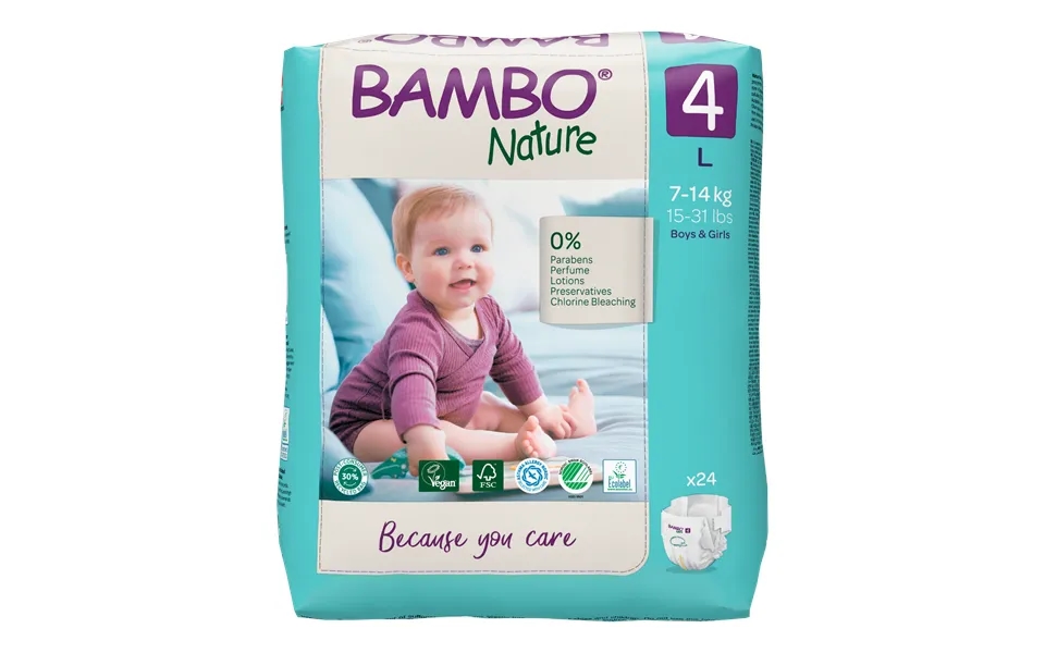 Bambo Nature Eco Nappies - Size 4 15-40lbs 7-18kg , Abena, , Baby Nappies