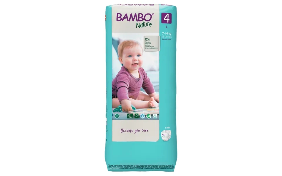 Bambo Nature Eco Nappies - Size 4 Tall Pack 15-40lbs 7-18kg , Abena, , Baby Nappies