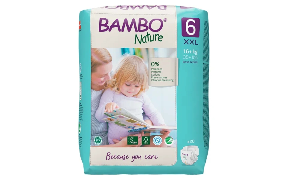 Bambo Nature Eco Nappies - Size 6 35-66lbs 16-30kg , Abena, , Baby Nappies