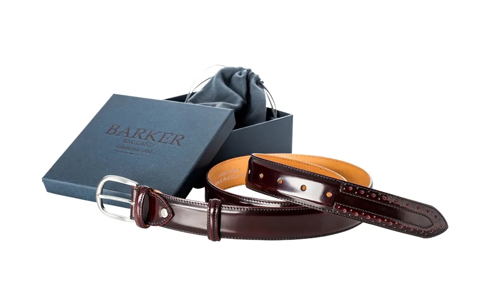 Brogue Belt - Burgundy Hi Shine