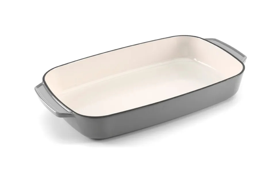 Grey & White Cast Iron Enamel Baking Dish By Samuel Groves Size 35cm