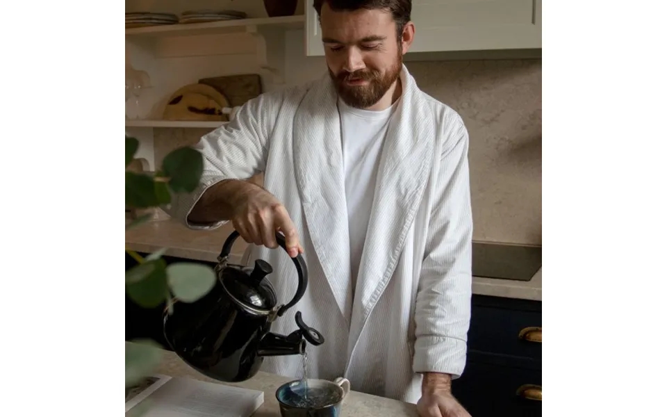 Organic Cotton Towelling Robe By Dip & Doze Colour Grey Stripe Size S