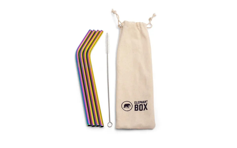 Rainbow Metal Straws - Pack Of 4 And 8 By Elephant Box Pack Size 4 Pack