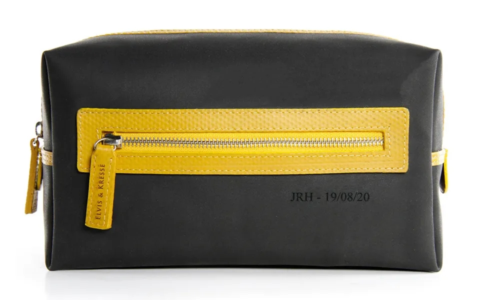 Reclaimed Fire Hose Wash Bag - Large By Elvis & Kresse Colour Black Yellow