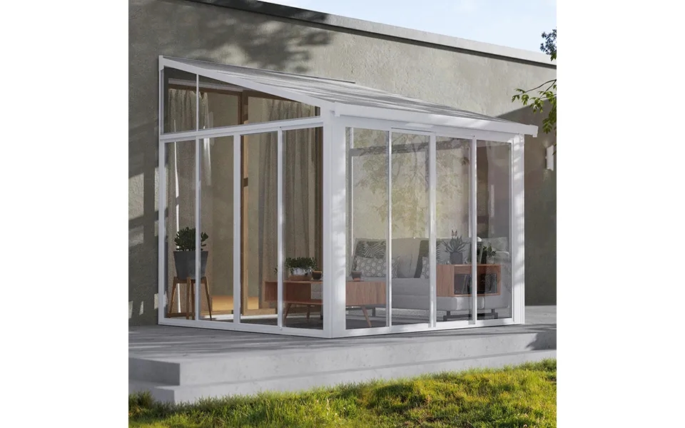 10' X 10' Palram Canopia Sanremo White Lean-to Conservatory 3