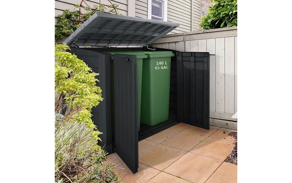 5' X 3' Keter Hideaway Large 1200l Plastic Storage Unit Wheelie Bin Store 1