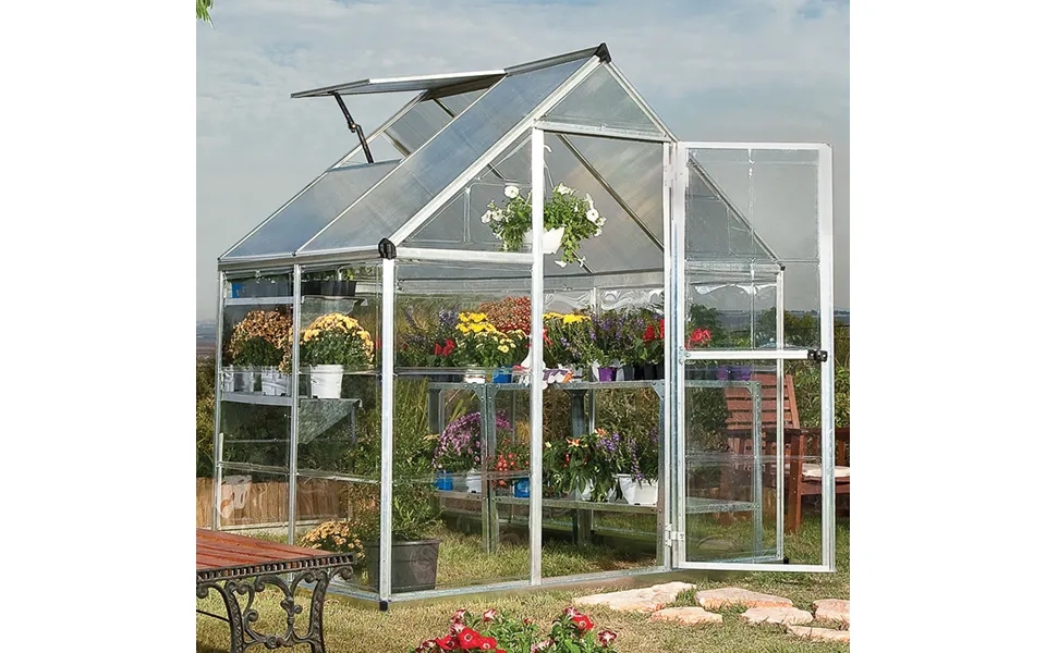 6' X 4' Palram Canopia Hybrid Silver Polycarbonate Greenhouse 1