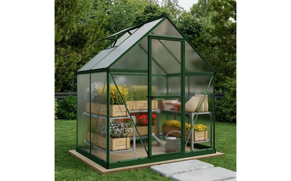6' X 4' Palram Canopia Mythos Small Green Polycarbonate Greenhouse 1