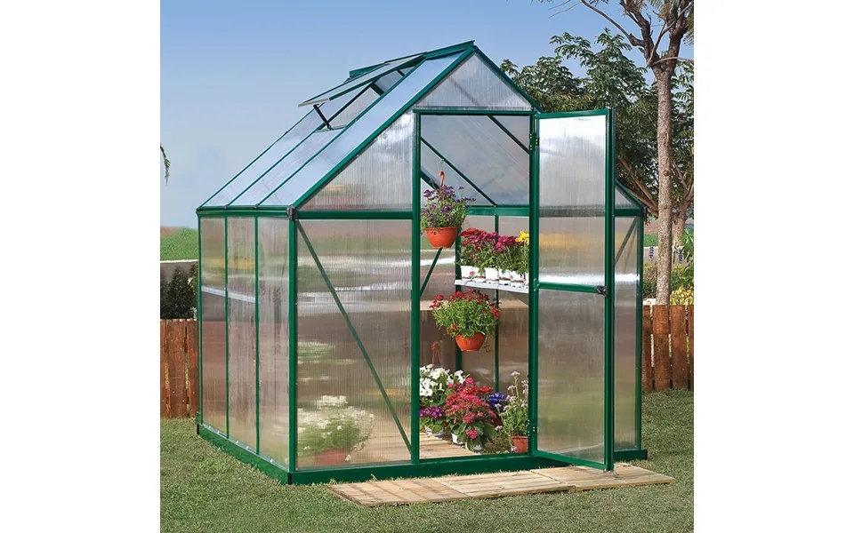 6' X 6' Palram Canopia Mythos Green Polycarbonate Greenhouse 1