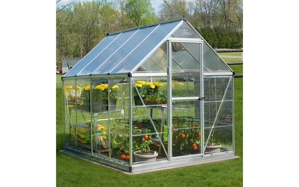 6' X 8' Palram Canopia Hybrid Walk In Silver Polycarbonate Greenhouse 1