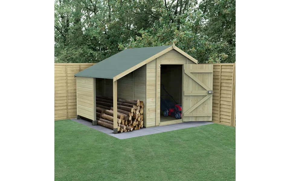 8' X 6' Forest Timberdale 25yr Guarantee Tongue & Groove Pressure Treated Windowless Apex Shed With Logstore 2