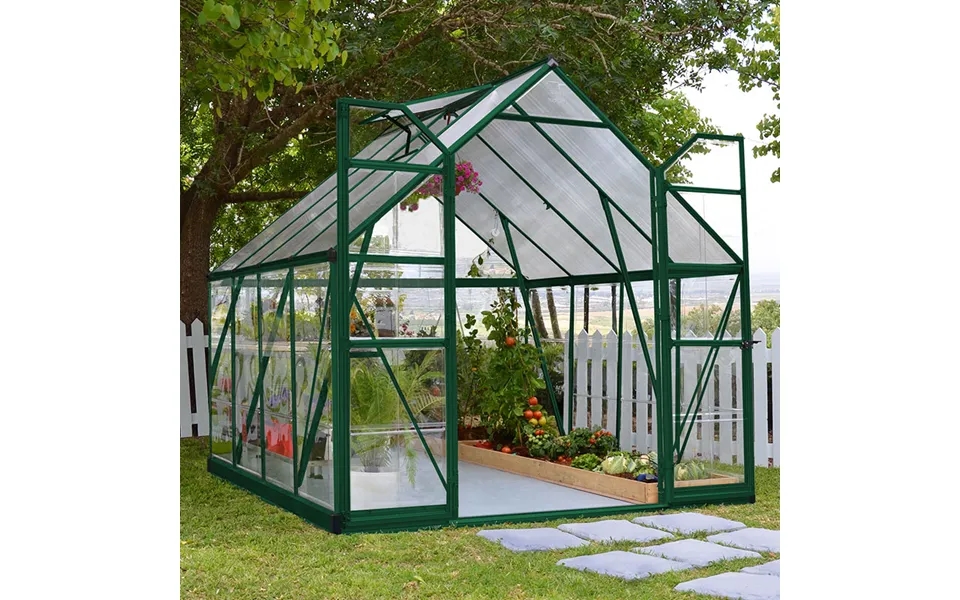 8' X 8' Palram Canopia Balance Green Greenhouse 2.47m X 2.44m